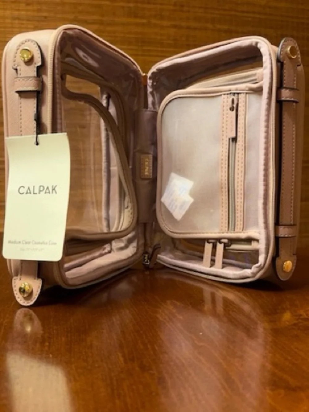 CALPAK Medium Clear Cosmetics Case in Mauve - New Never Used